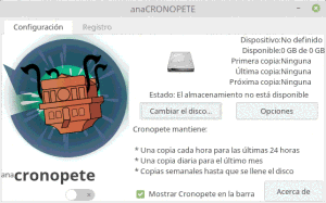 Cronopete, gestiona tus copias de seguridad gráficamente. Pantalla principal.