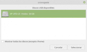 Cronopete, gestiona tus copias de seguridad gráficamente. Selección memoria externa.