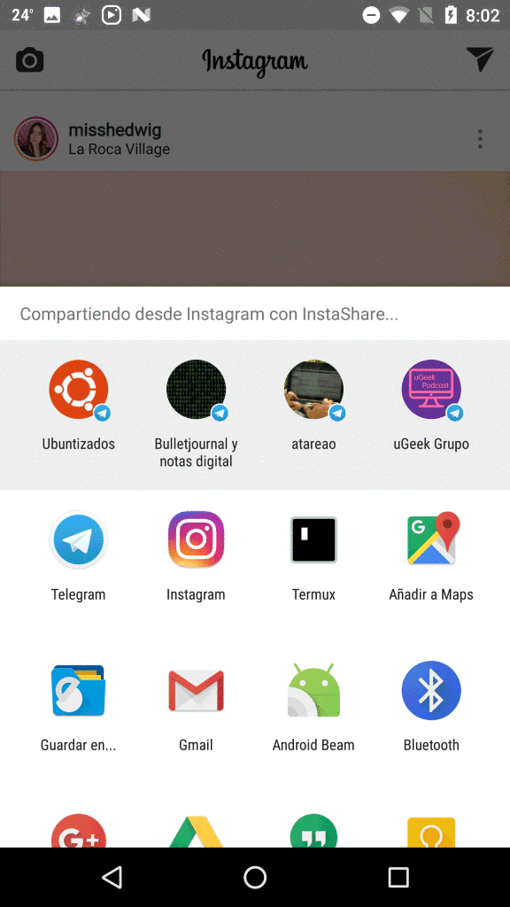 wheres instashare save in android