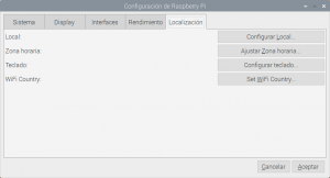 Configuración de la Raspberry Pi 400. Localización.