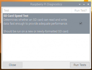 Configurar test de velocidad de la tarjeta micro SD 