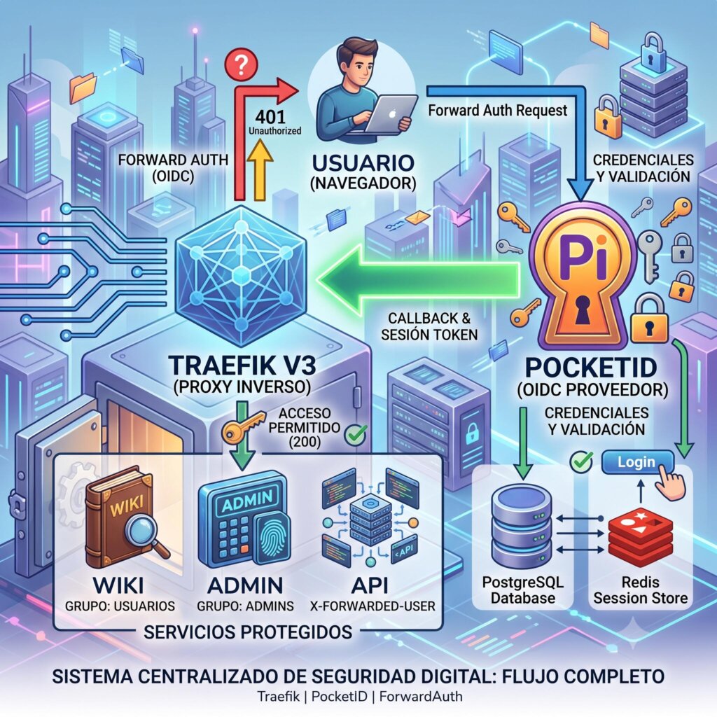 Traefik con PocketID. Autenticación OIDC