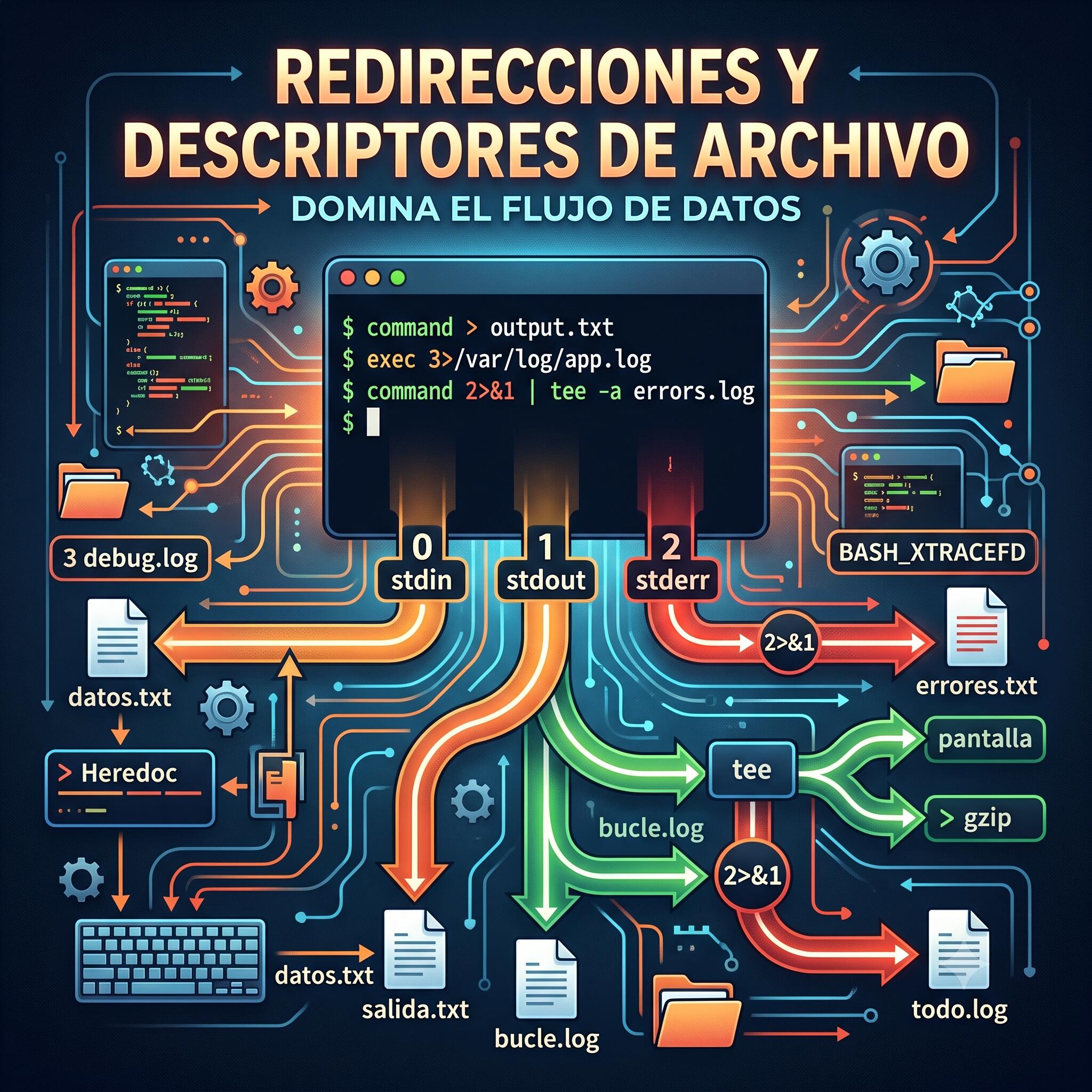 Redirecciones en Bash. Domina el Flujo de Datos