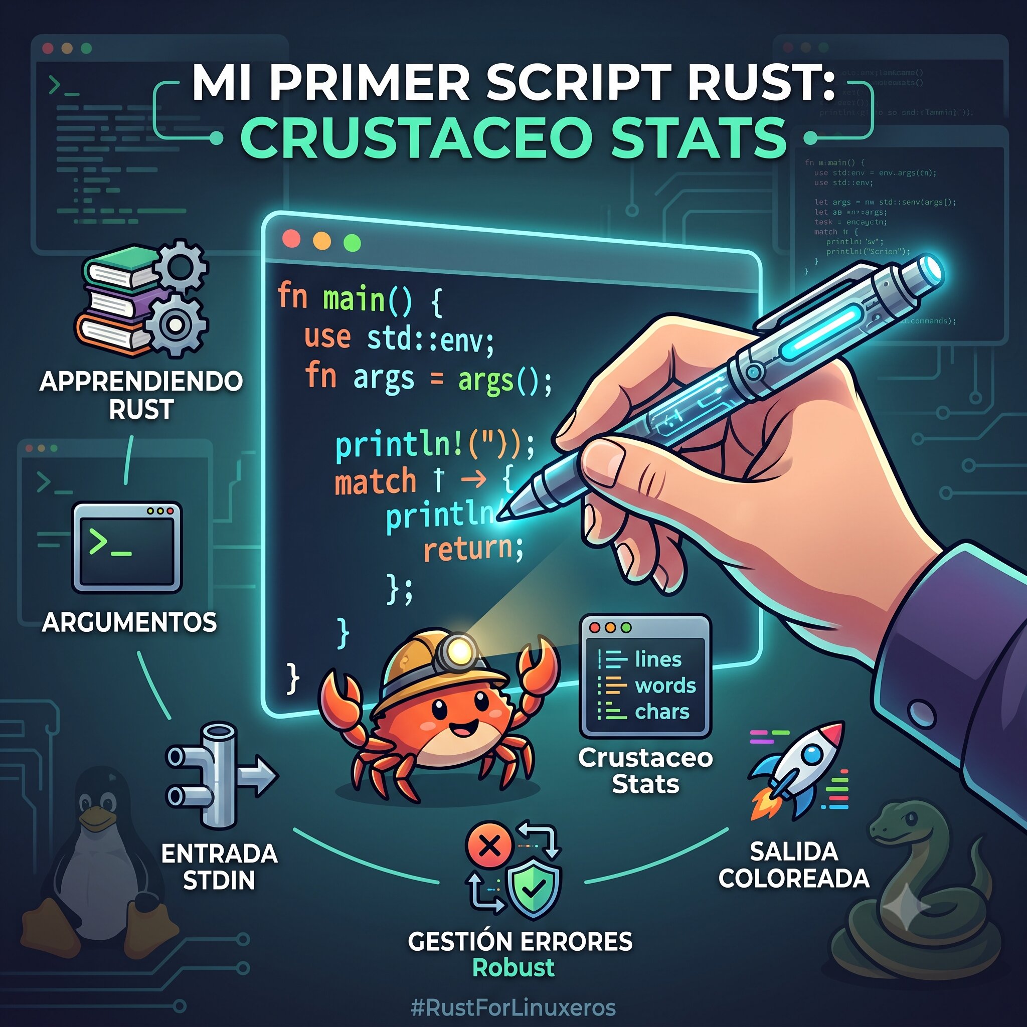 Eco Rust Scripts Tu primer script en Rust para Linuxeros - atareao con Linux