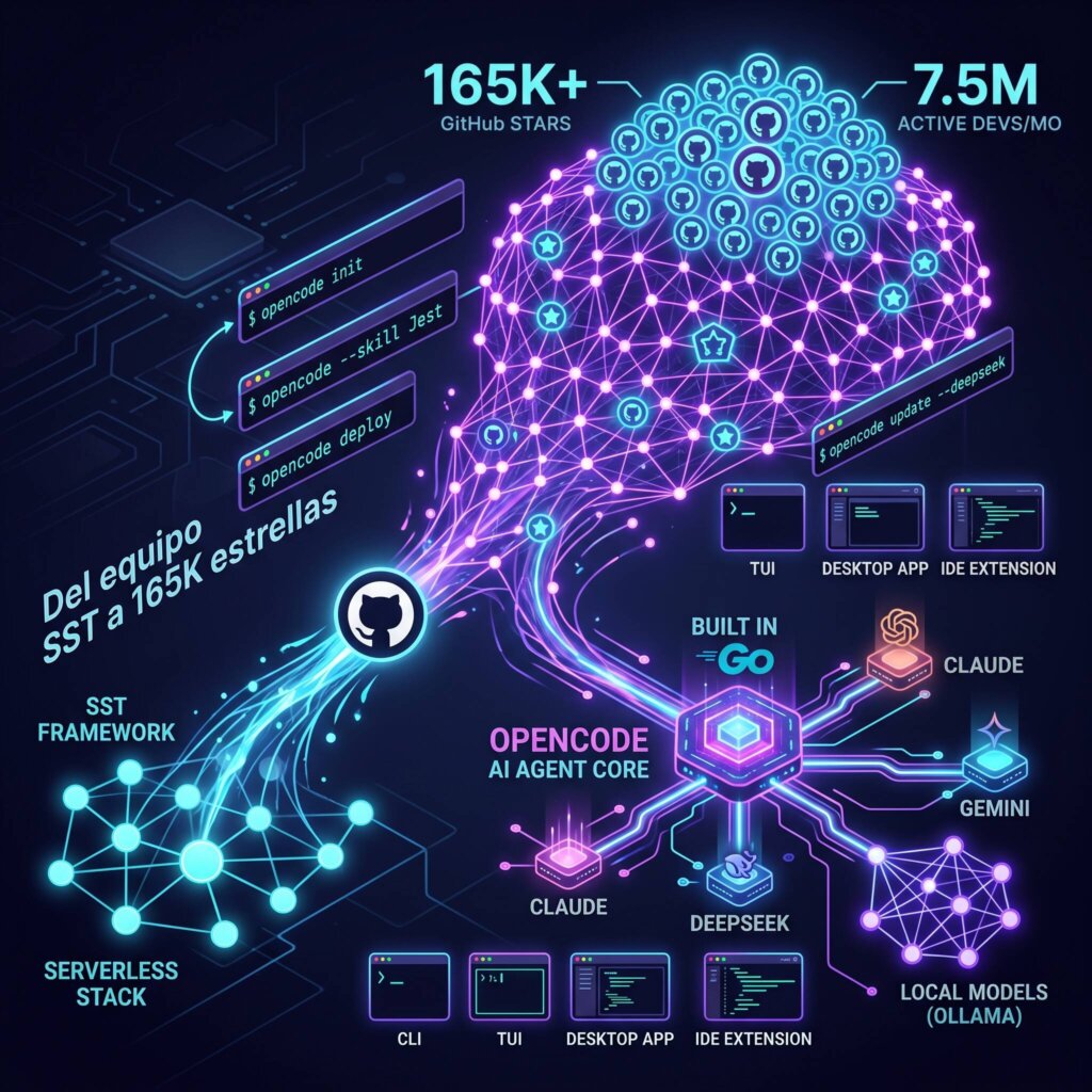 ¿Qué es OpenCode? Del equipo SST a 165K estrellas